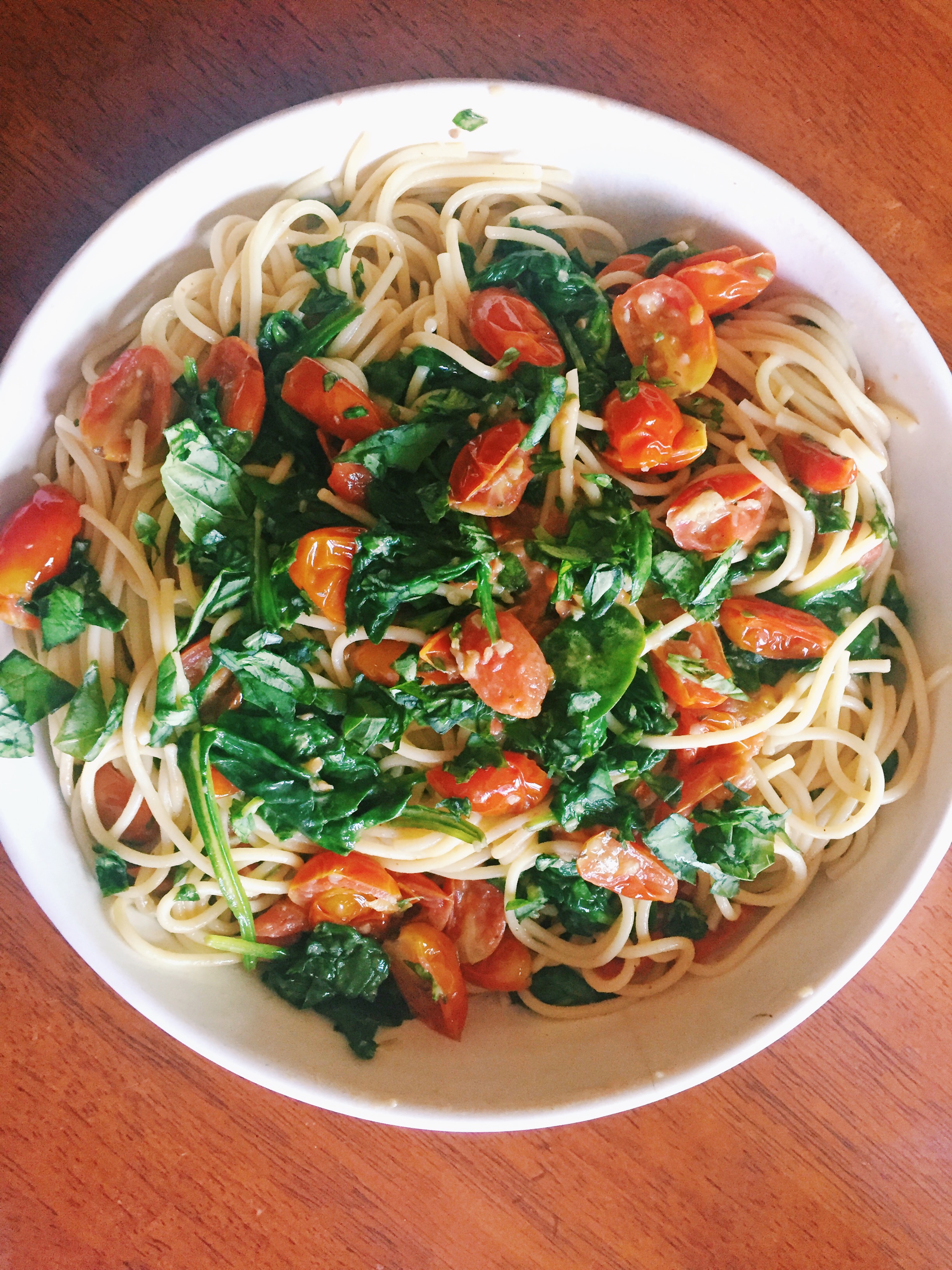 Tomato &amp; Spinach Pasta in a Browned Garlic, Butter &amp; Basil Sauce - bits ...