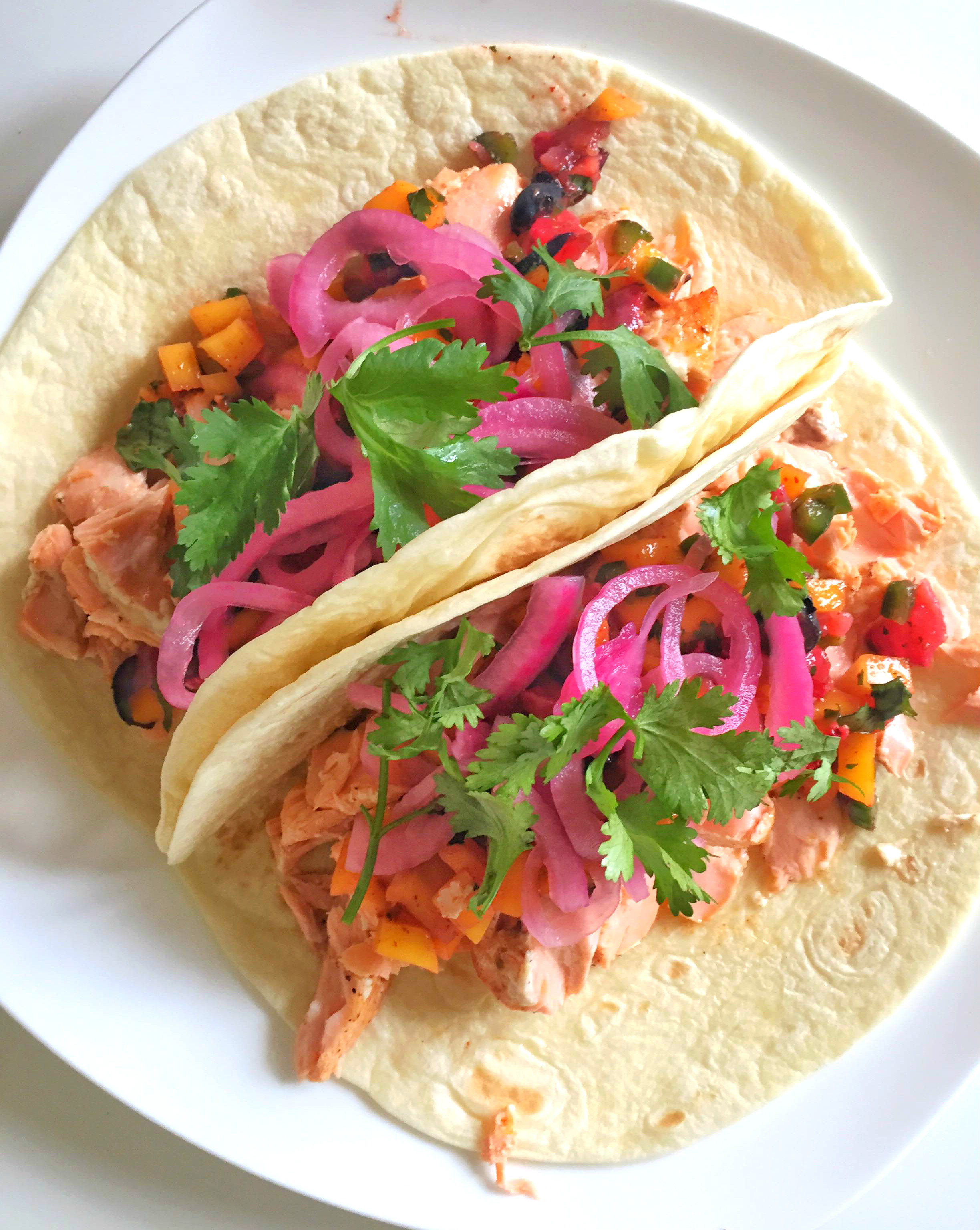 Chili Lime Marinated Salmon Tacos bits and bites