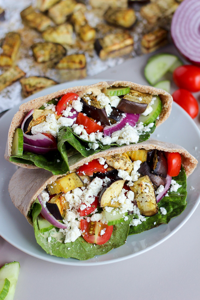Roasted Eggplant Pita Pockets bits and bites