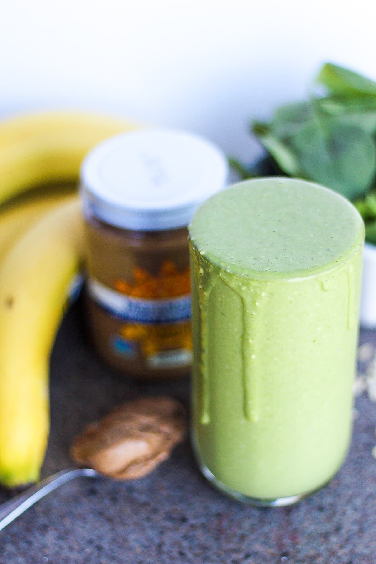 Almond Butter + Oats Breakfast Smoothie bits and bites