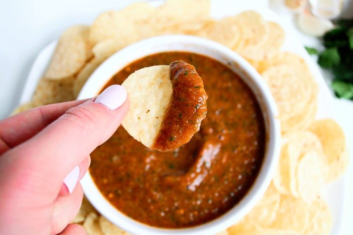 the best salsa ever one of my favorite easy dip recipes - 100+ recipes to try during quarantine by bits and bites