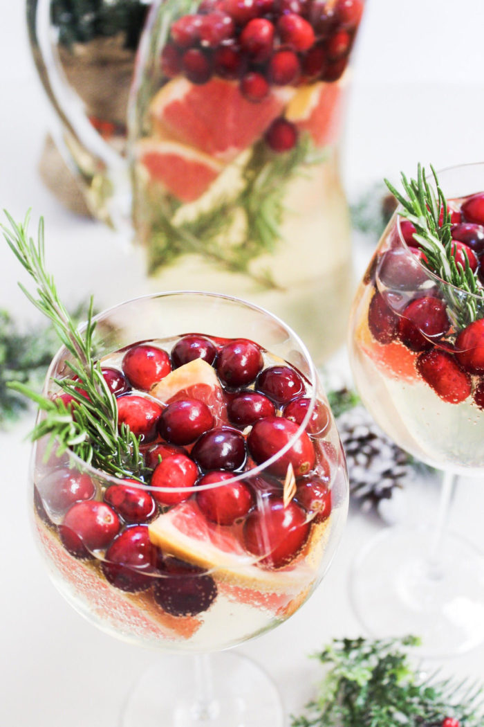 Holiday White Wine Sangria bits and bites