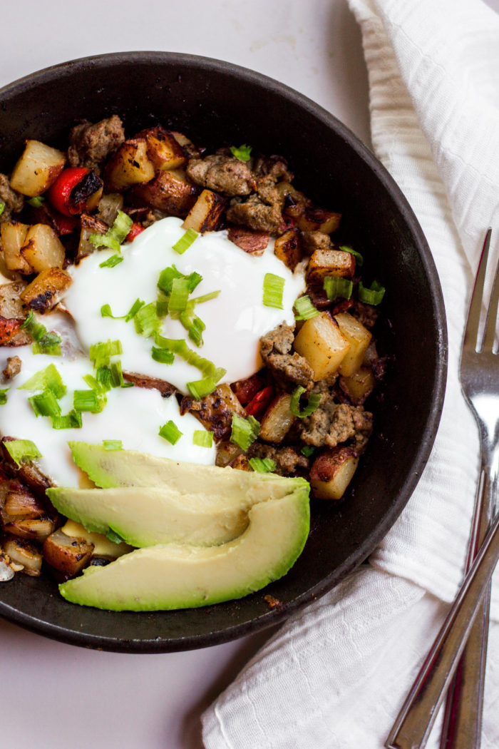 You can add the spicy jalapeno, roasted garlic, or andouille chicken sausages into a breakfast skillet or breakfast potatoes for a protein and flavor-loaded breakfast.