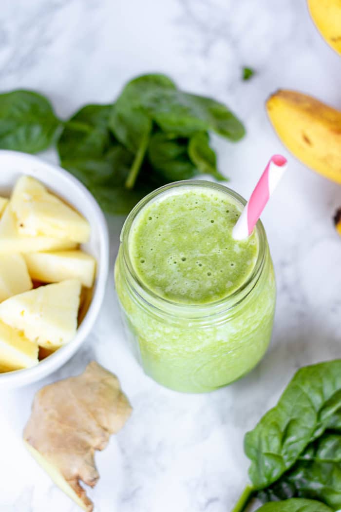 This pineapple green smoothie is such a delicious way to start your day.