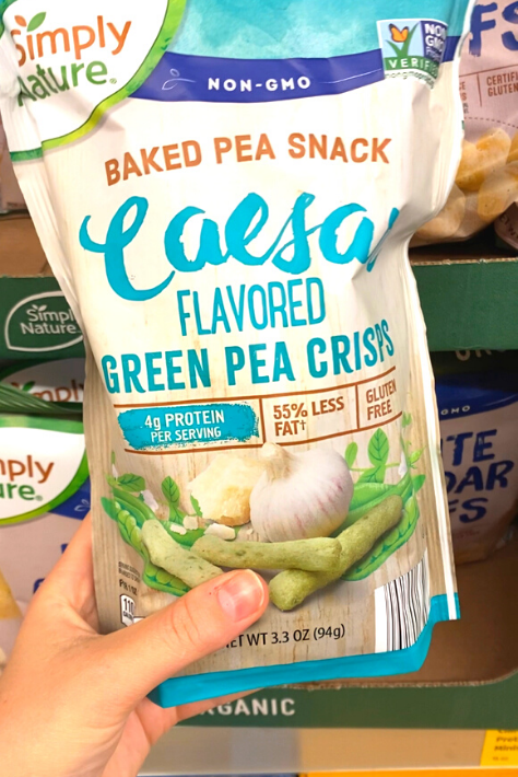 ALDI Product Staples, what to buy at ALDI 2020. These baked green pea crisps are a great, healthy snack idea for all ages  - by bits and bites #aldistaples #aldihaul #aldifinds #aldipantry