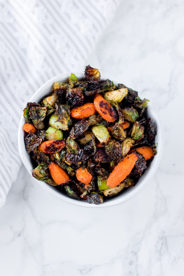 roasted brussel sprouts and carrots