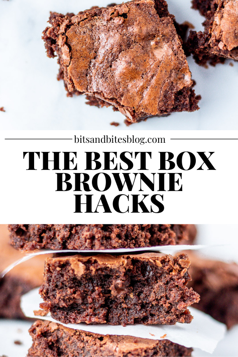 These are the best box brownie hacks! I'll show you all the ways that you can make box brownie mix taste homemade, and everyone will love them. by bits and bites #boxbrowniehacks #boxbrownierecipe