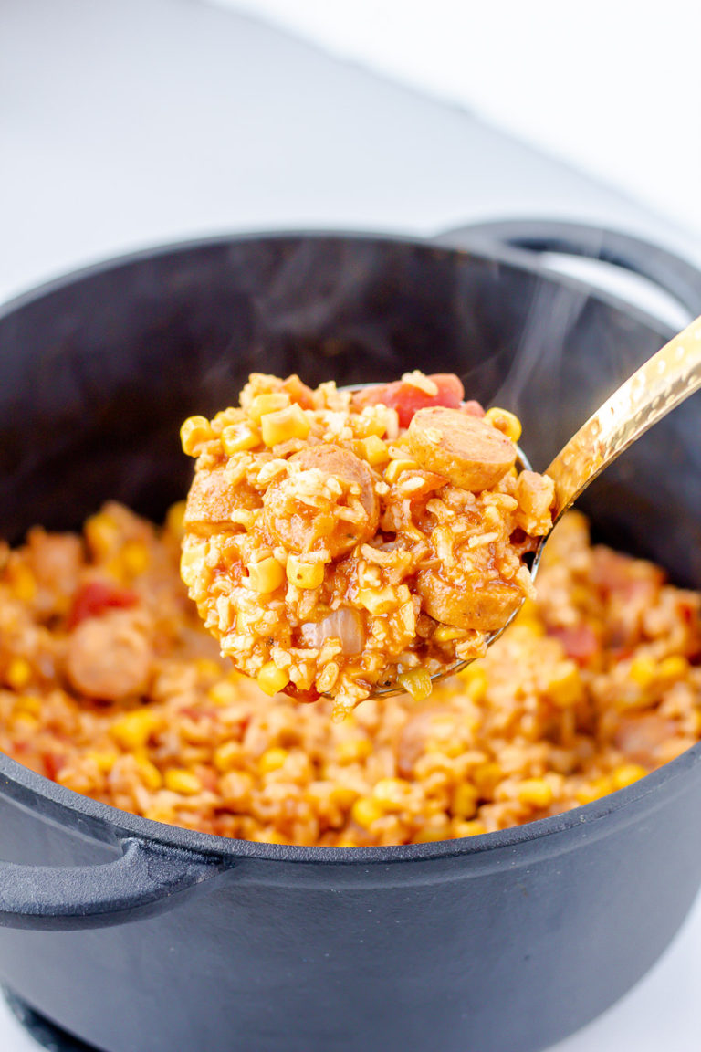 Easy Sausage and Rice Casserole (one-pot recipe!) - bits and bites