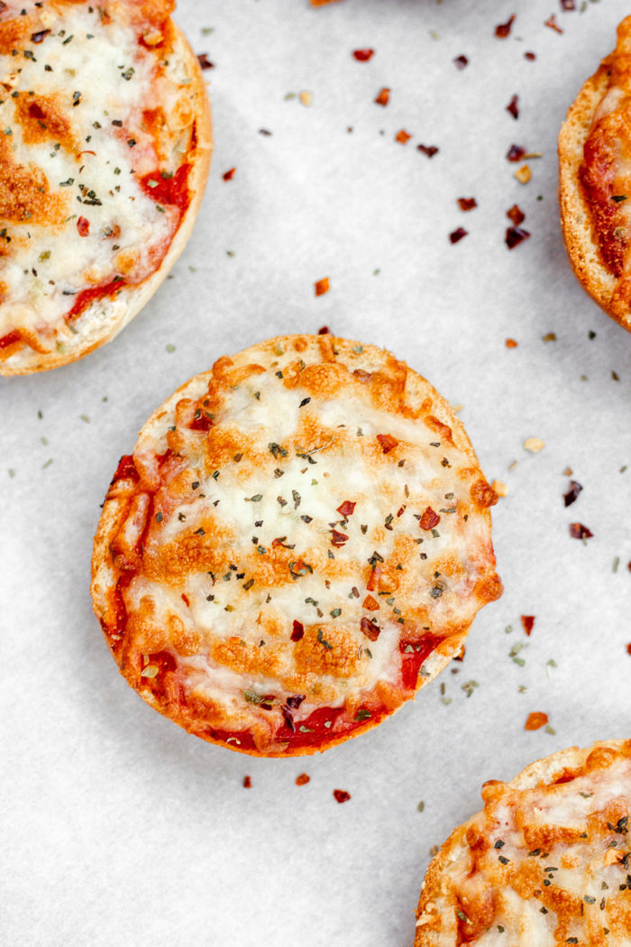 Homemade mini pizza bagels are seriously one of my favorite air fryer recipes. These air fryer bagel bites are so easy to make homemade, you won't want to buy frozen bagel bites again.