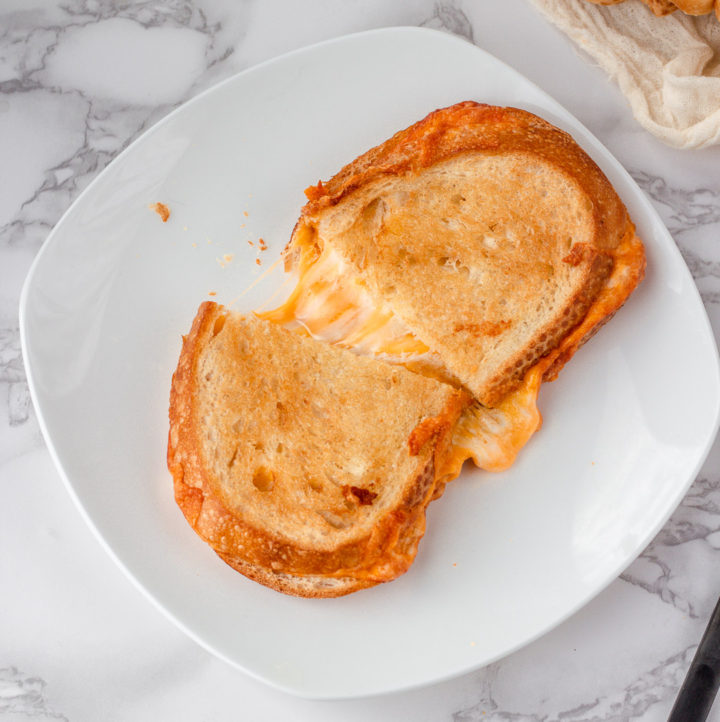 The Best Air Fryer Grilled Cheese Sandwich with Mayo bits and bites