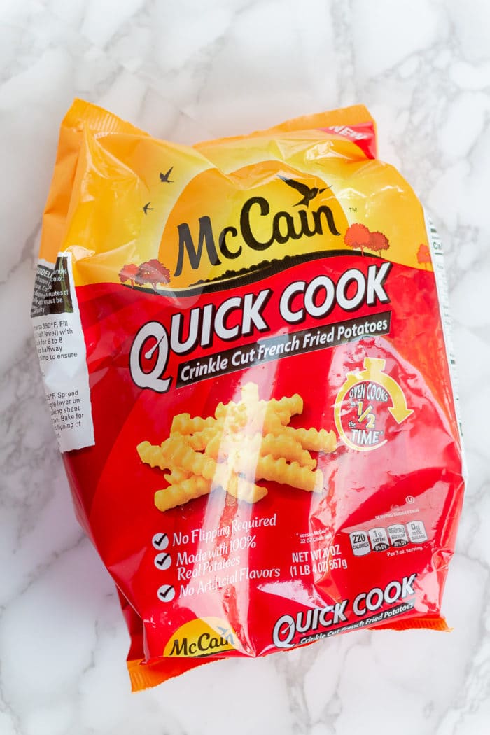 McCain® potatoes are made with no artificial flavors. That means natural potato goodness you’ll be proud to serve. These fries cook in half the time of other standard frozen French fries and other McCain products *. Aside from the quick cook time, there's no flipping required. Just preheat oven to 425° F. Spread frozen fries in a single layer on a dark, non-stick baking sheet or shallow baking pan. Bake according to the instructions on the packaging.
