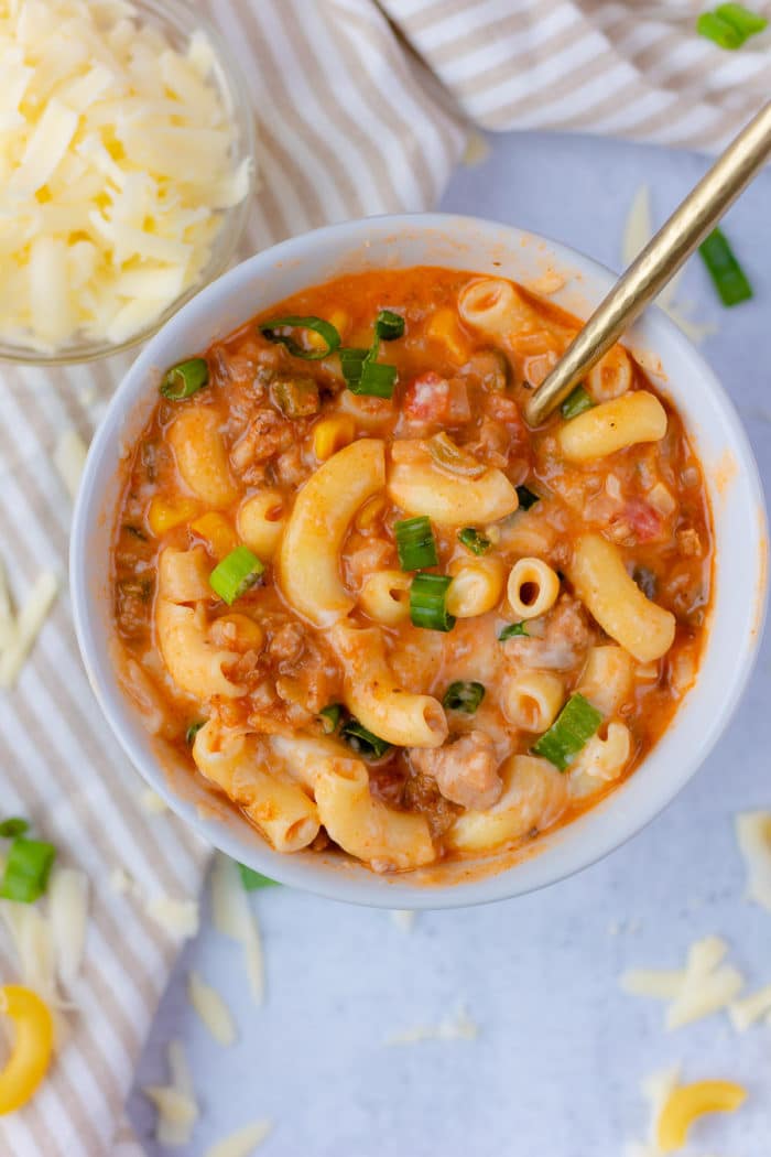 Chili mac is one of my favorite fall meals to make. It reminds me of an annual fall family party at my grandma and grandpa's, my grandma would make chili and mac and cheese. Then, it was DIY chili mac, which is how I like to make mine.