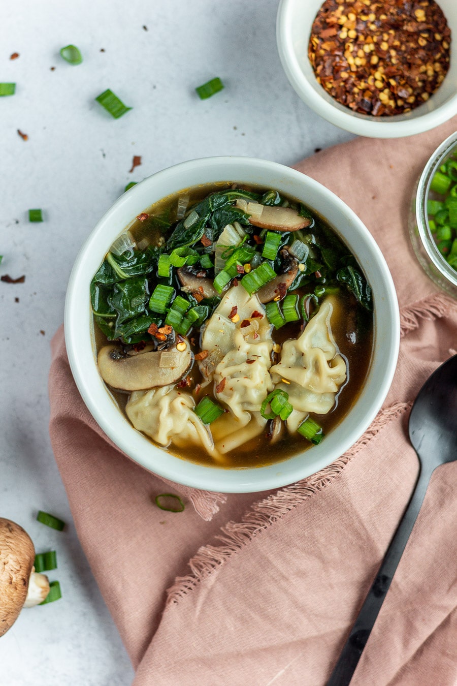 This easy wonton soup with frozen wontons is one of my favorite easy soup recipes. It's so cozy and perfect for a winter dinner recipe. Plus, I will take any excuse to make recipes with Trader Joe's Chicken Cilantro frozen wontons. They are seriously one of my favorite grocery items!
