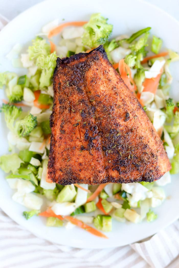 I prefer to cook my honey chipotle salmon in the air fryer. It cooks the salmon perfectly every single time!