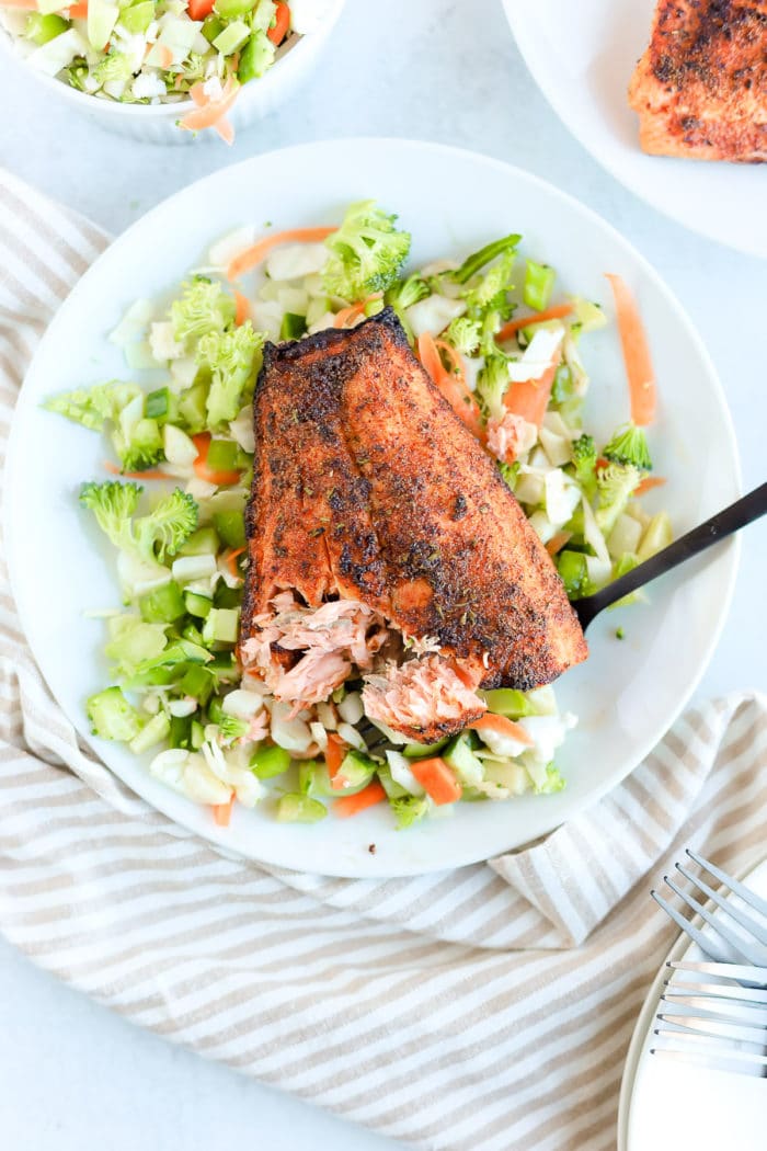 This easy honey chipotle salmon can be made in the air fryer, oven or grill! Super simple salmon rub with so much flavor.