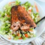 this easy honey chipotle salmon is one of my favorite ways to season salmon. It turns out so delicious and it's only 4 ingredients.