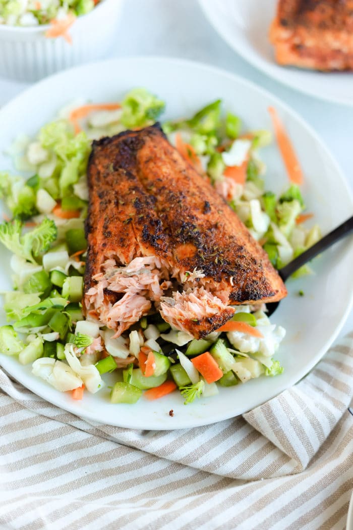 this easy honey chipotle salmon is one of my favorite ways to season salmon. It turns out so delicious and it's only 4 ingredients.