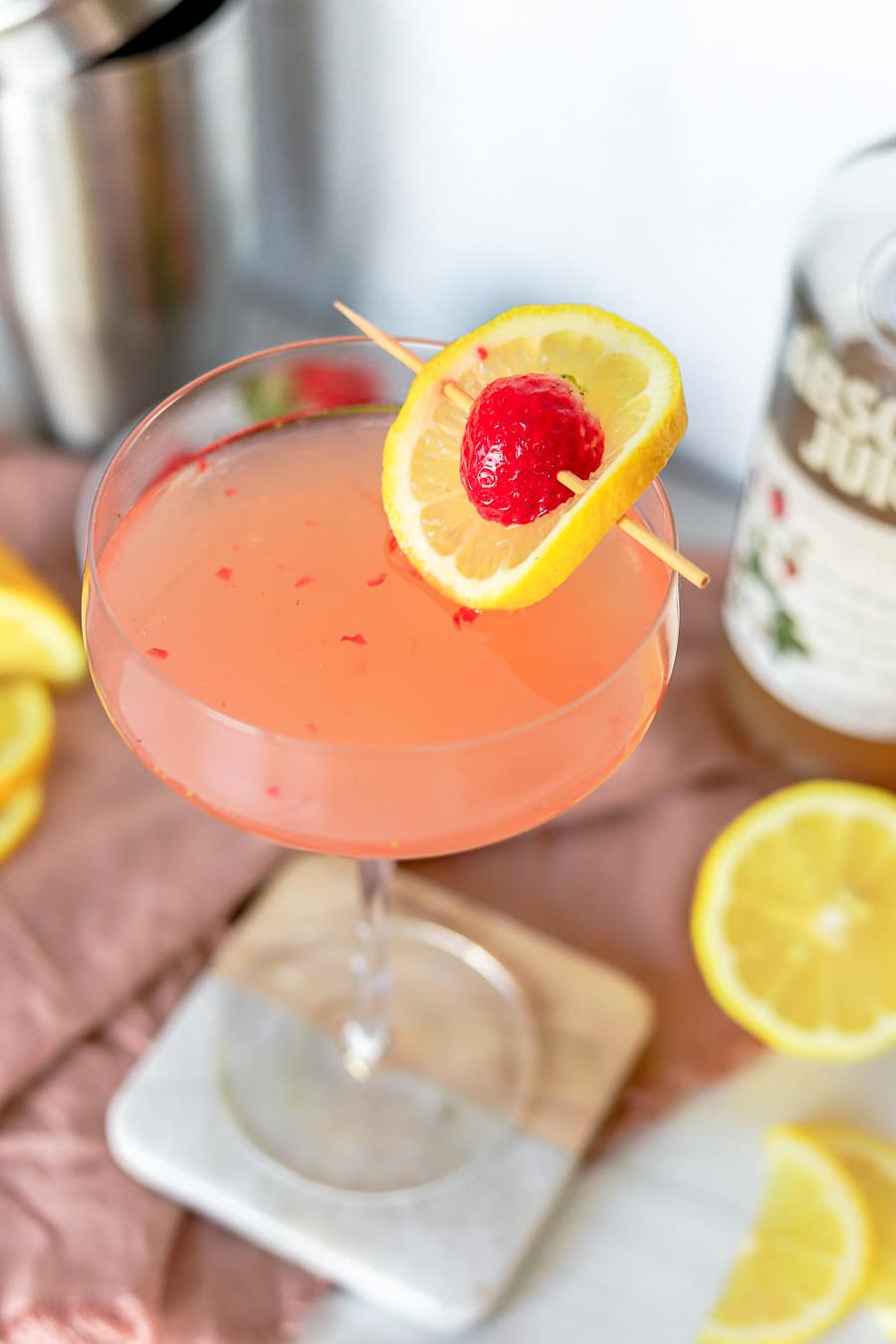 this strawberry lemon drop martini recipe is one of my favorite variations of a lemon drop recipe!