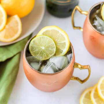 This whiskey mule, otherwise known as the Irish Mule is one of my favorite Moscow mule variations. The combination of Irish Whiskey, fresh lemon, and ginger beer is so refreshing.