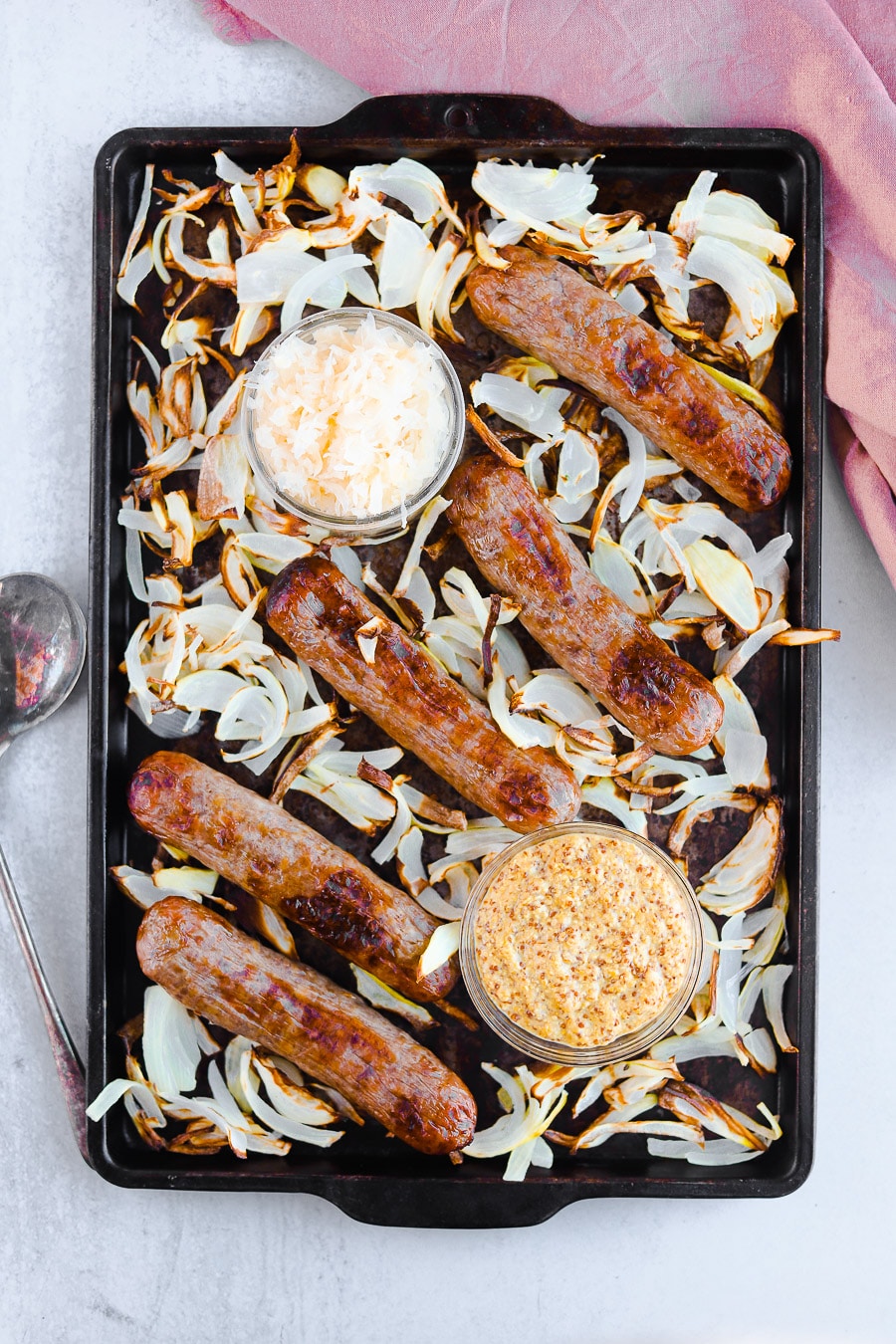 These brats in the air fryer are such a quick and easy way to cook brats! Not to mention, I make these with sliced onions so you get a delicious one-basket air fryer meal.