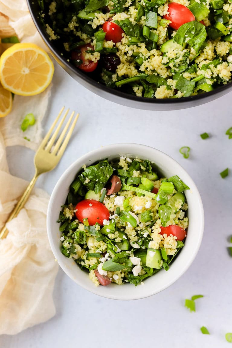 This Greek couscous salad is one of the best couscous salad recipes. It's refreshing, filled with so many veggies and makes for a great healthy side dish recipe.