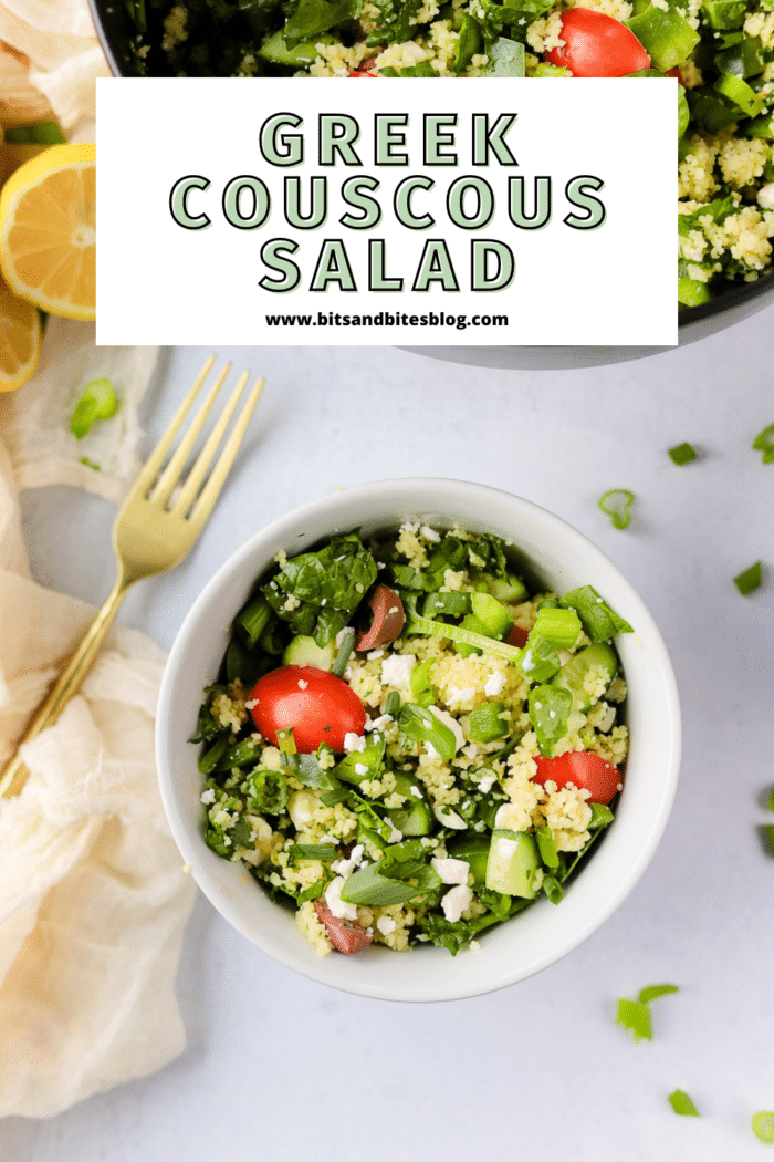 This Greek couscous salad is one of the best couscous salad recipes. It's refreshing, filled with so many veggies and makes for a great healthy side dish recipe.