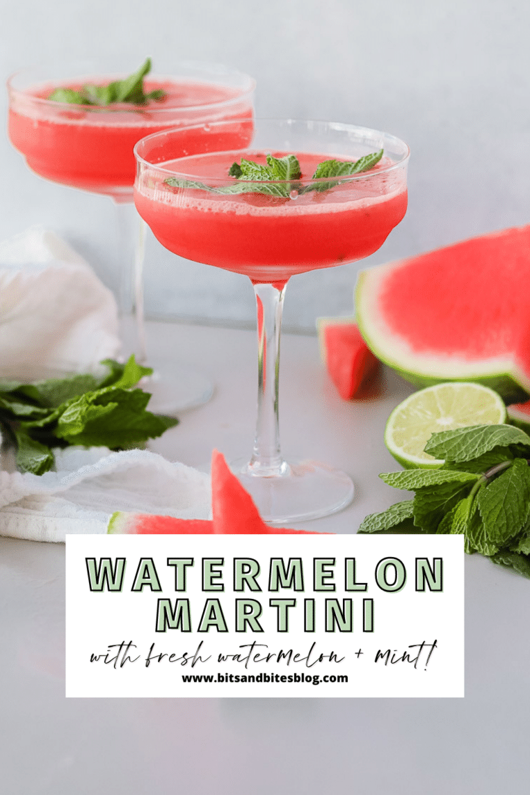 Watermelon Vodka Martini with Fresh Mint and Lime bits and bites