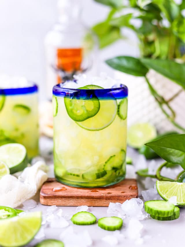 Cucumber Jalapeno Margarita bits and bites