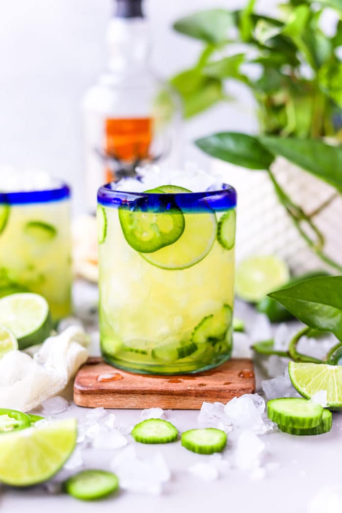 I love a good spicy margarita for the summertime, and this cucumber jalapeno margarita does not disappoint. It's perfectly refreshing with a bit of heat and is such an easy drink recipe.