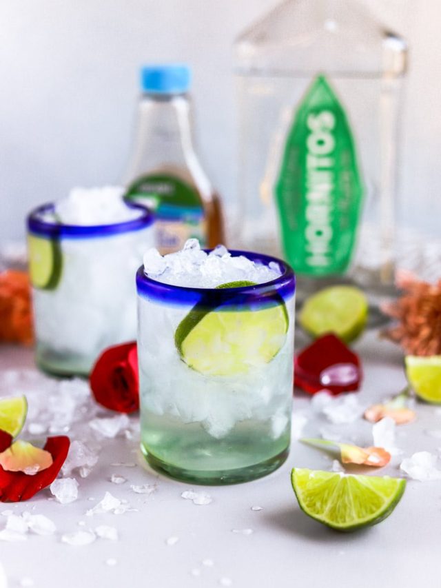 Fizzy "Skinny" Margarita with Sparkling Water bits and bites