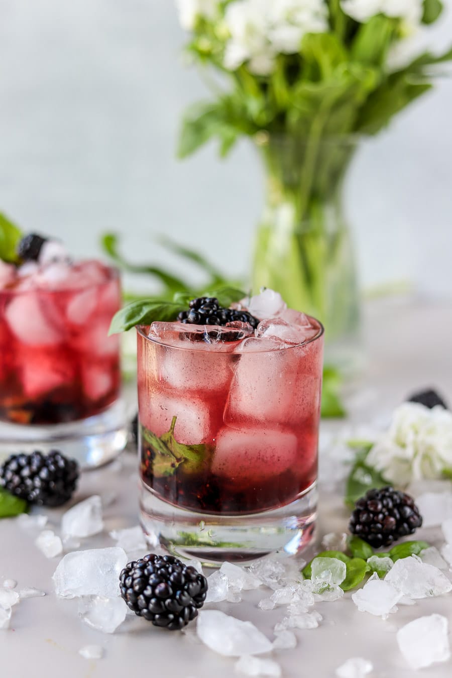 Blackberry Bourbon Smash with Fresh Basil - bits and bites