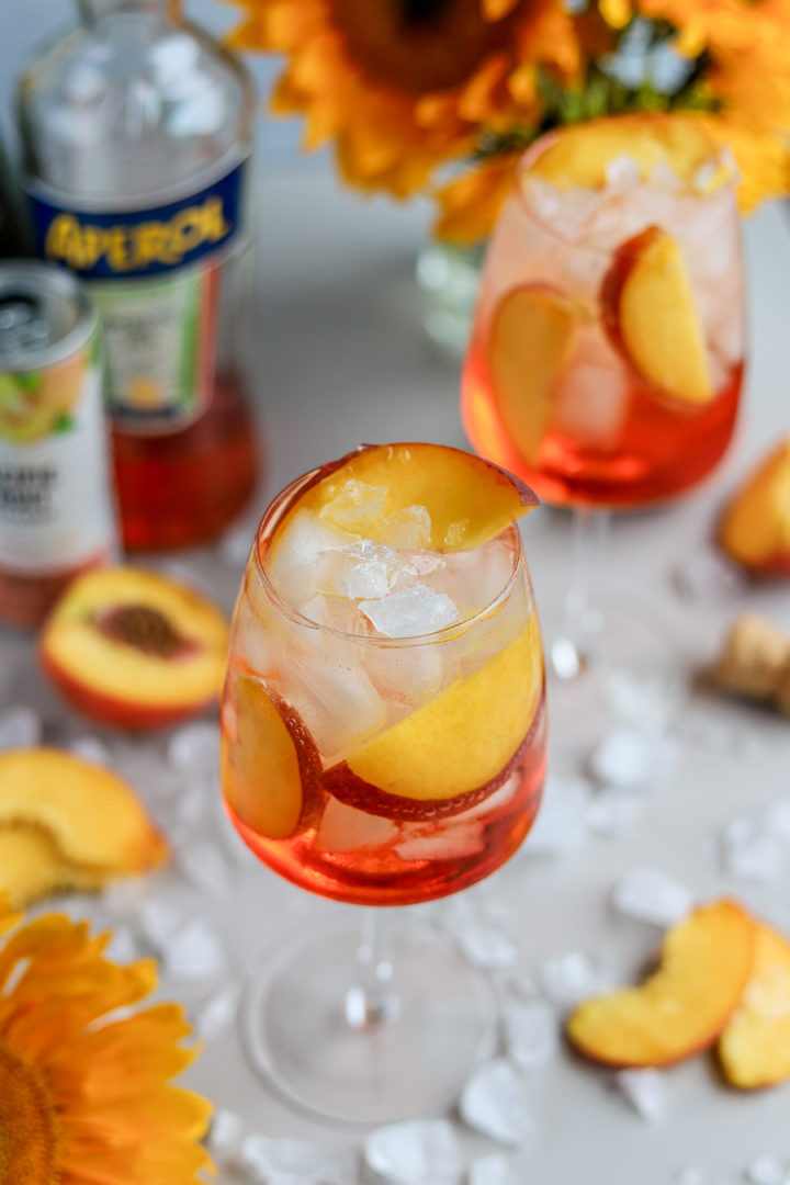 Peach Aperol Spritz bits and bites