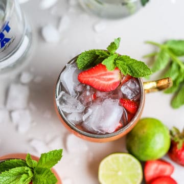 This Strawberry Moscow Mule is one of my favorite Moscow Mule variations for summer! It's crisp and so refreshing. Plus, it's an easy way to switch up your summer vodka cocktails.