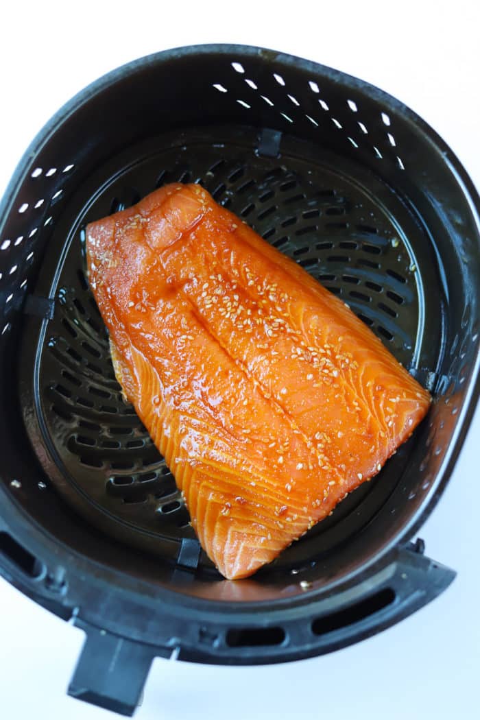 Cooking teriyaki glazed salmon in the air fryer is one of my favorite ways to cook salmon!