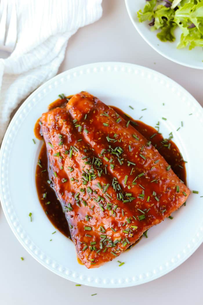 You are absolutely going to love this teriyaki glazed salmon, it is one of the best ways to cook salmon! You can make it in the air fryer or on the grill in under 15 minutes.