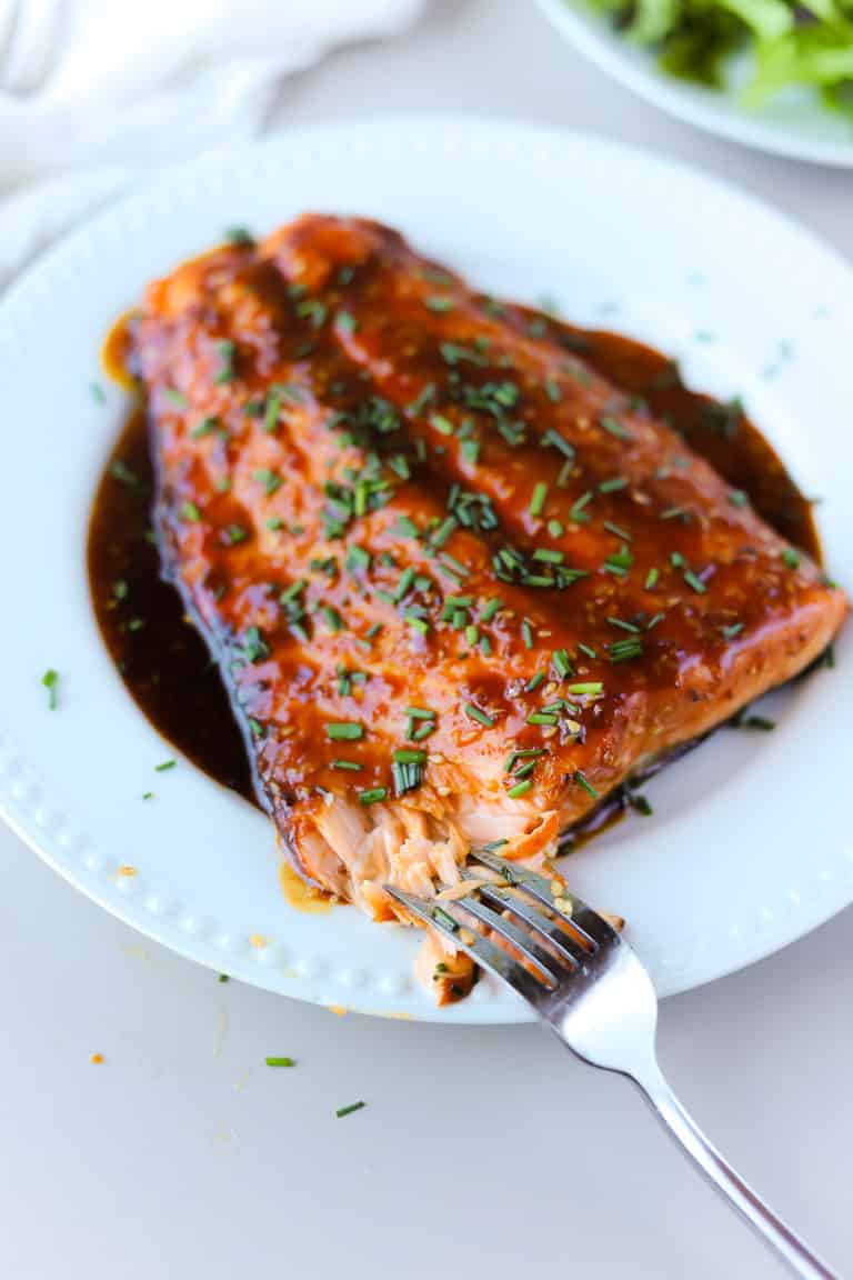 this teriyaki glazed salmon in the air fryer is seriously one of the best ways to cook salmon!