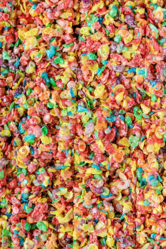 These are the best fruity pebble cereal treats! They are the perfect no-bake summer dessert recipe that everyone will love.