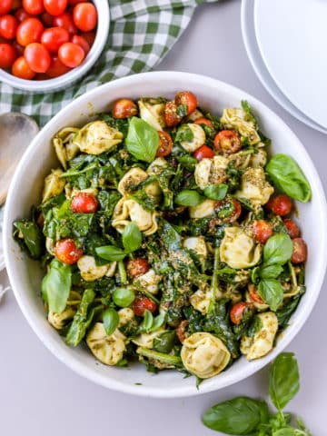 If you are looking for a simple pasta salad recipe, this pesto tortellini salad will be a favorite! It is so easy to make and it is the perfect summer salad side dish or you can enjoy it as a meal itself.