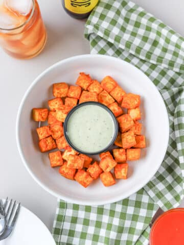These buffalo tofu nuggets are seriously so delicious. Whether you're vegan, vegetarian, or none of the above, I bet you will fall in love with this buffalo tofu.