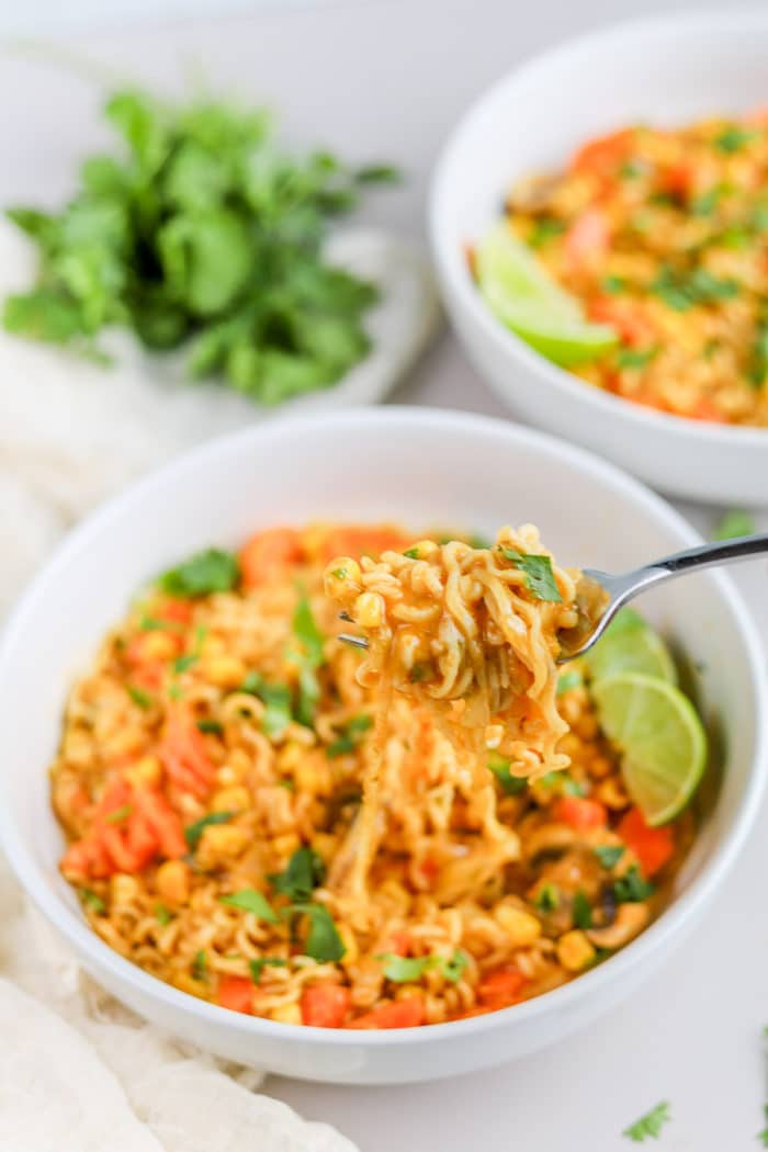 This curry ramen with instant noodles is so delicious and such an easy weeknight dinner. If you're looking for a way to upgrade instant ramen, this is it.