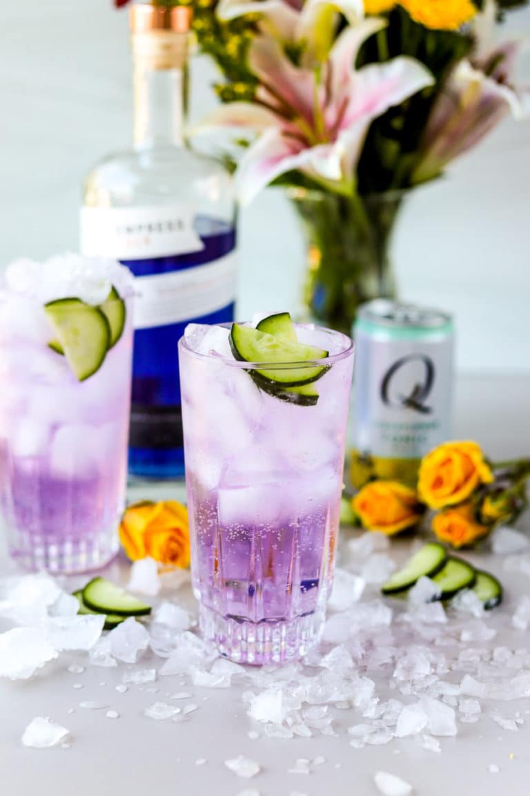 If you're looking for a simple way to elevate your home bartending game, it is Empress cocktails. This Empress Gin and tonic with elderflower tonic water is so refreshing and the perfect 2-ingredient gin cocktail.