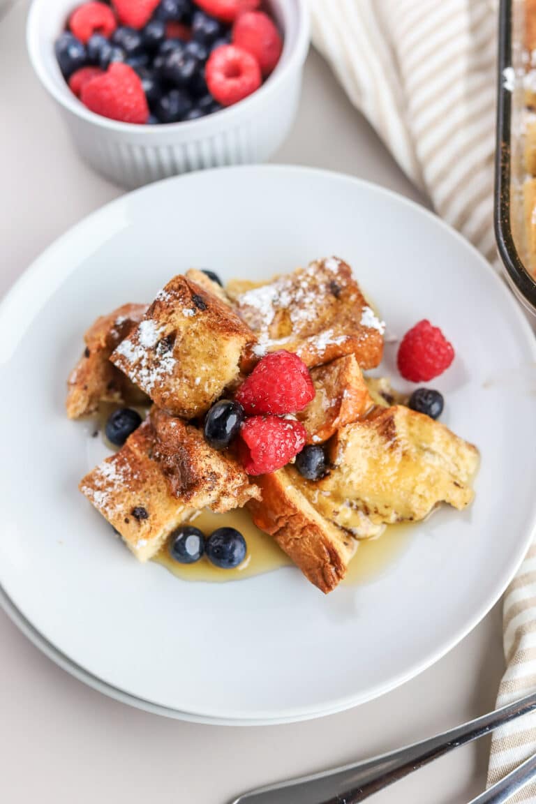 This Brioche French Toast Casserole is so simple and so delicious! I love French toast casserole on Christmas morning, and it'll soon be your family favorite, too.