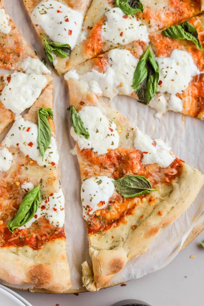 This homemade burrata pizza is the definition of perfection. It's simple, it's fresh and it's one of the best pizzas to make at home.