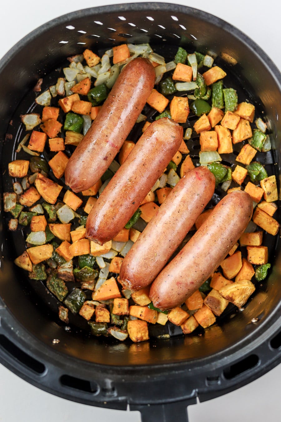 Air Fryer Chicken Sausage and Veggies bits and bites