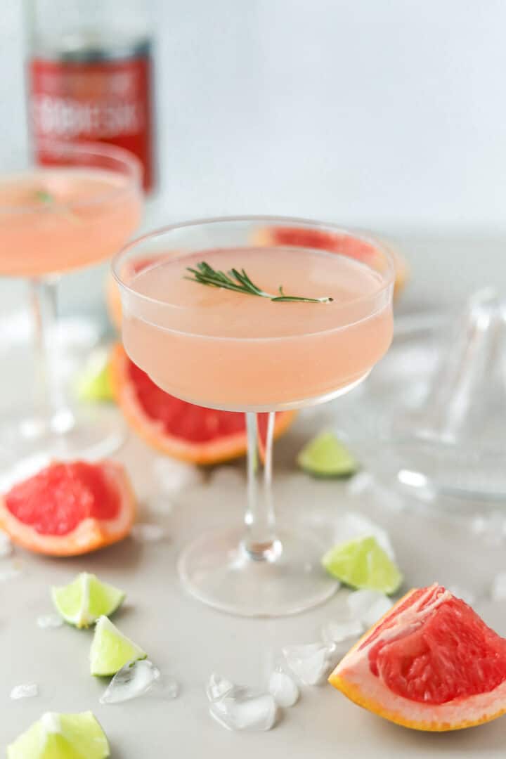 Ruby Red Grapefruit Martini with Vodka bits and bites
