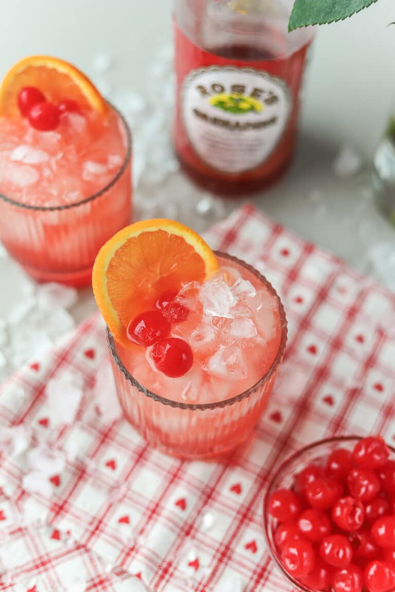 This cherry vodka sour cocktail recipe is so delicious! It’s the perfect balance of sour and sweet and with a few ingredients you can make this at home, too!