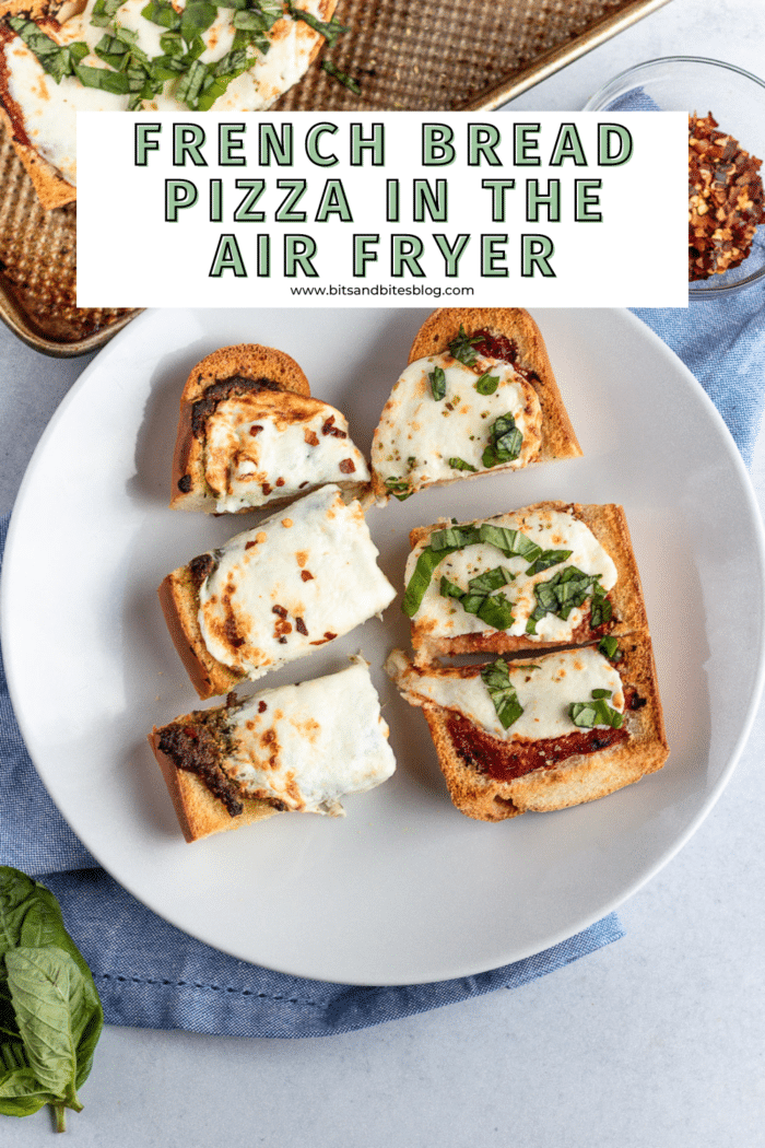 French bread pizza in the air fryer is such a great air fryer pizza recipe. It's so easy to make and perfect for an easy weeknight dinner or appetizer for a crowd.