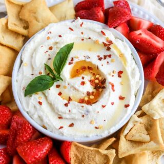 You will love this easy whipped ricotta dip with honey. It is such a delicious appetizer made with simple ingredients and comes together in no time!