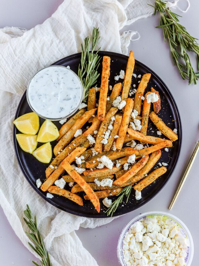 Crispy Feta Fries with Frozen Fries bits and bites
