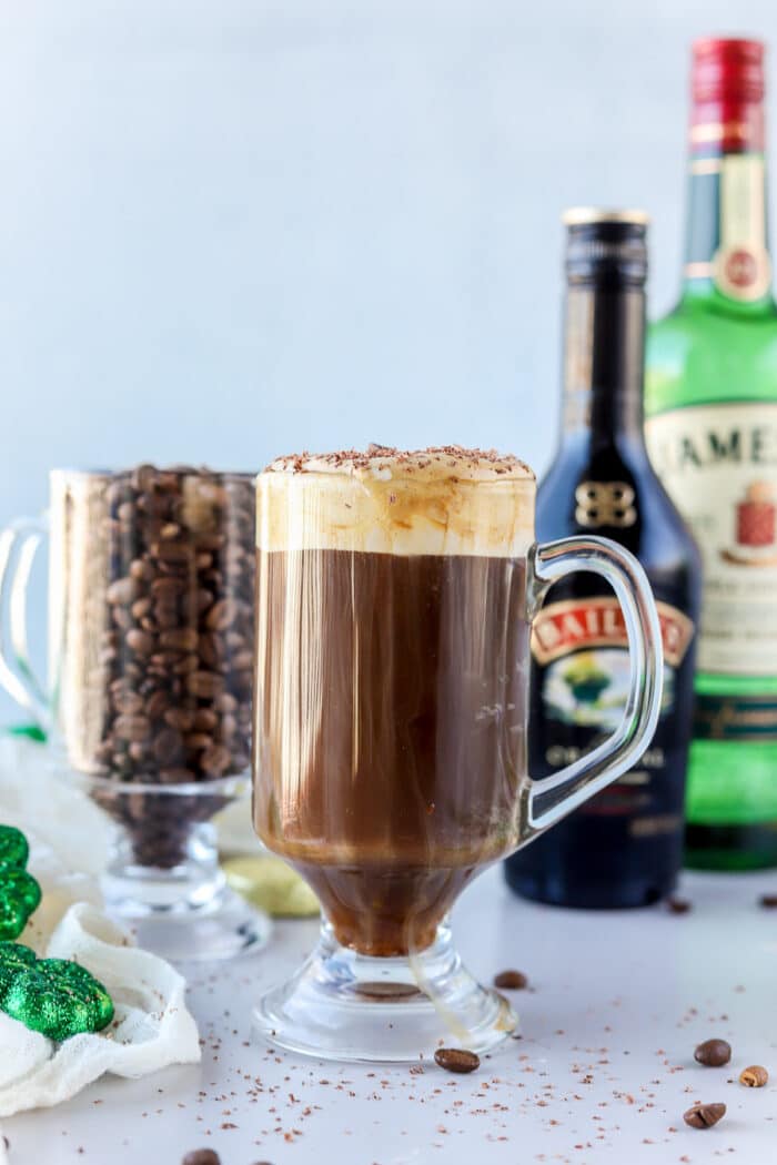 This Irish cappuccino, also known as a homemade Irish coffee or as an Irish latte, is one of my favorite ways to make a coffee cocktail. It's creamy and delicious and if you're a coffee lover, you'll love this. Let's get into it!